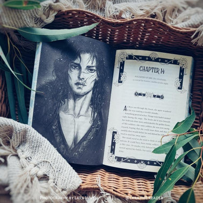 Scarlight special edition open book showing interior character illustration and chapter design formatting