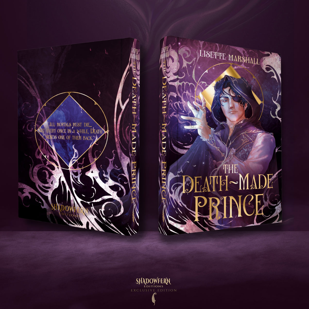 The Death-Made Prince exclusive hardcover shown at an angle, displaying the illustrated front cover, spine and decorative edges.